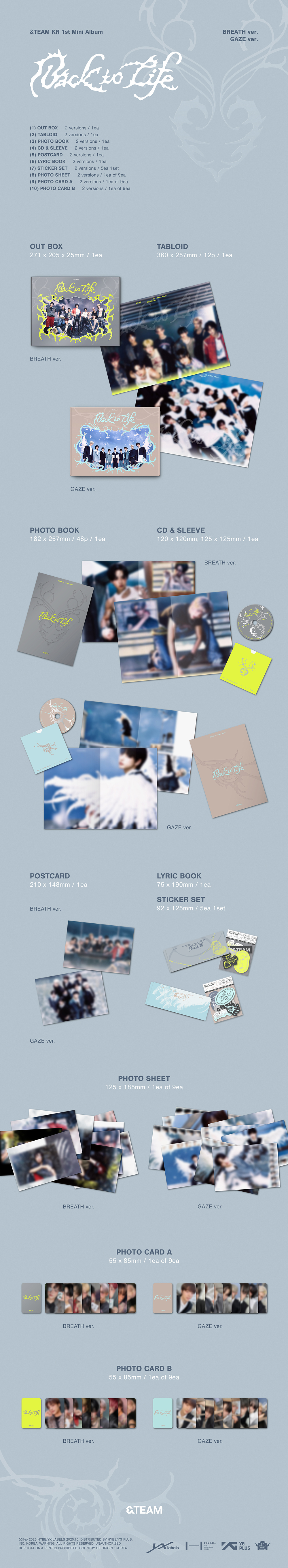 &TEAM - 1st Mini Album 'Back to Life' (BREATH ver. / GAZE ver