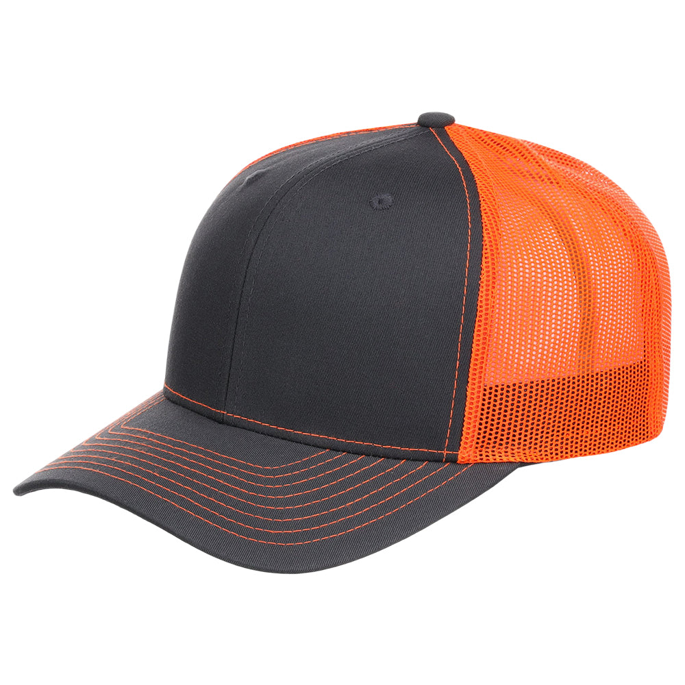 Charcoal/Orange Richardson 112 Trucker Hat - Custom Lids