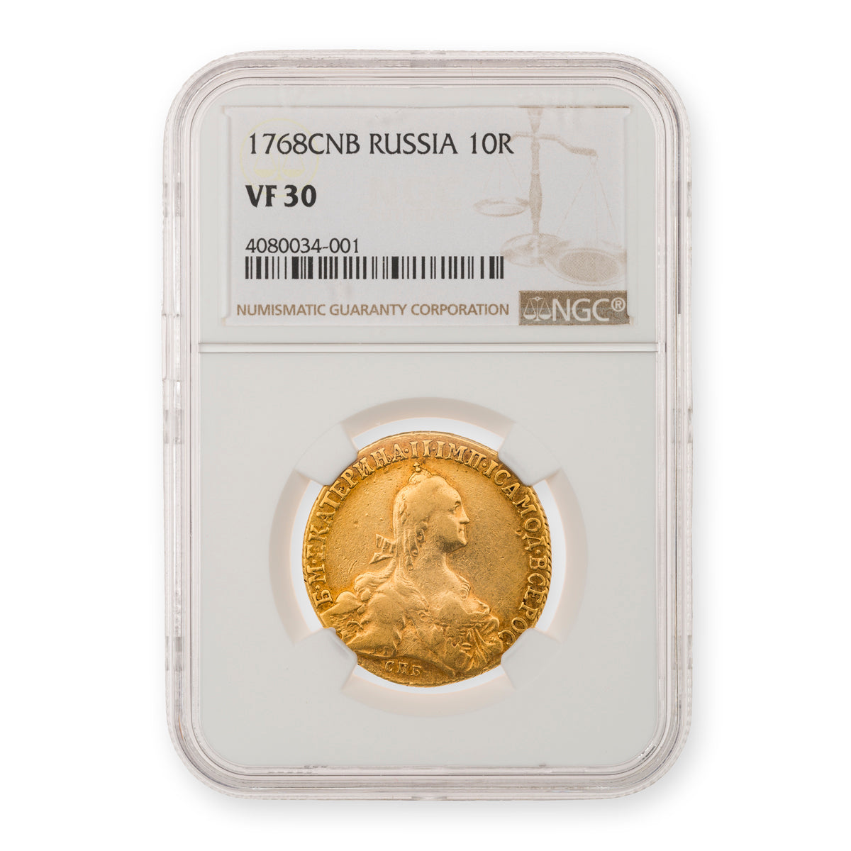 Russia Catherine the Great Gold 10 Roubles 1768 CNB