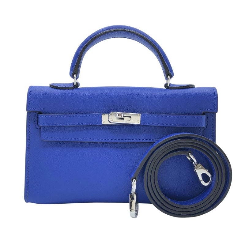 エルメス HERMES タイニーケリー □O刻 ブルーエレクトリック シルバー