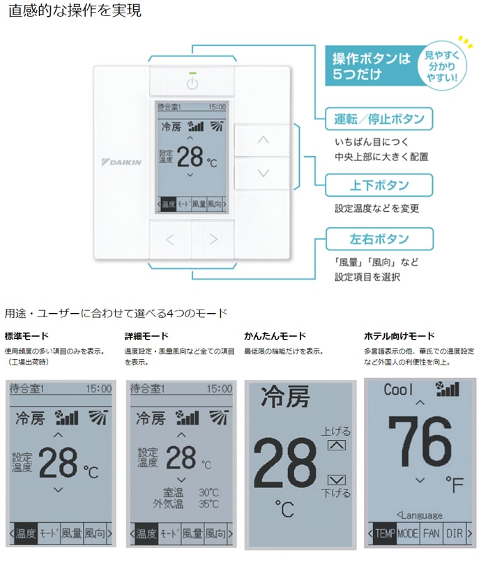 BRC1G3(W) ダイキン 業務用エアコン用ワイヤードリモコン ダイキン