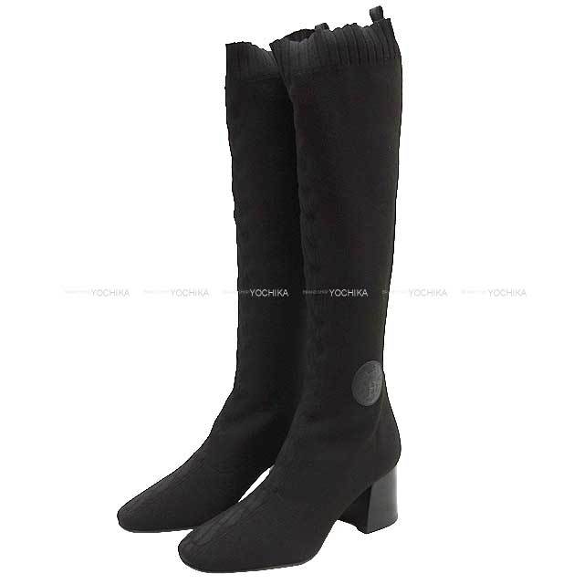 HERMES エルメス ブーツ フォンテーヌ 60 #36.5 黒 (ブラック) ニット