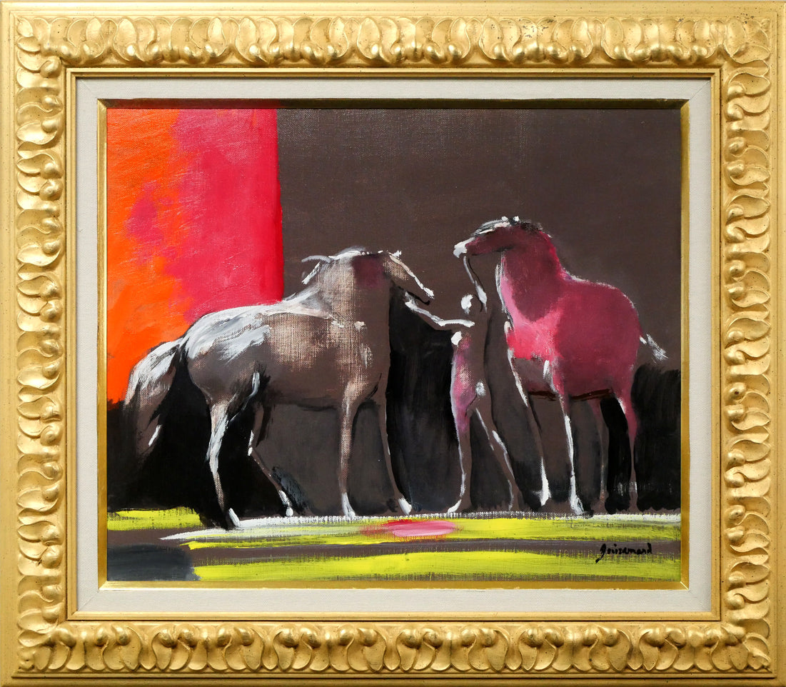 ポール ギヤマン（Paul Guiramand）「二頭の馬」油絵・仏F8号 絵画買取