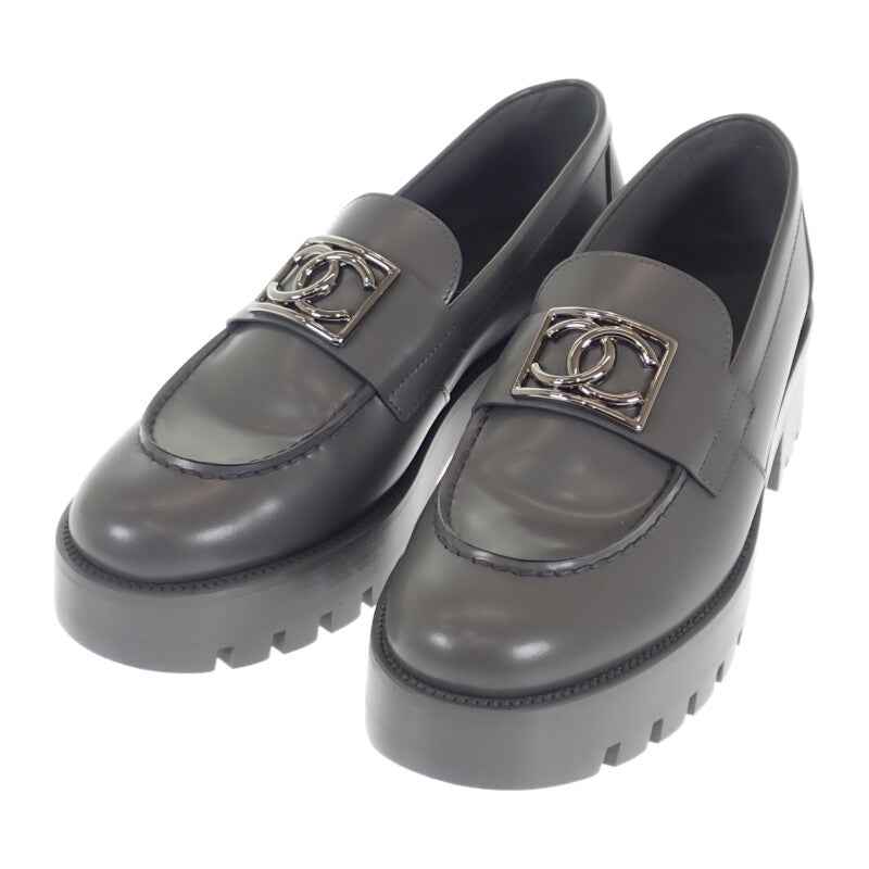 シャネル CHANEL ココマーク G45156 ローファー レザー グレー 37C