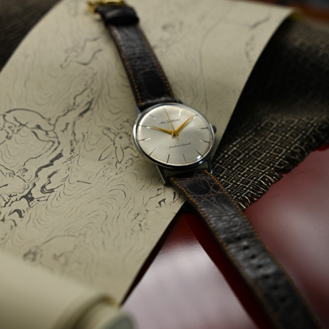 セイコー ゴールドフェザー シルバーダイヤル 手巻き 25石 Seiko Gold