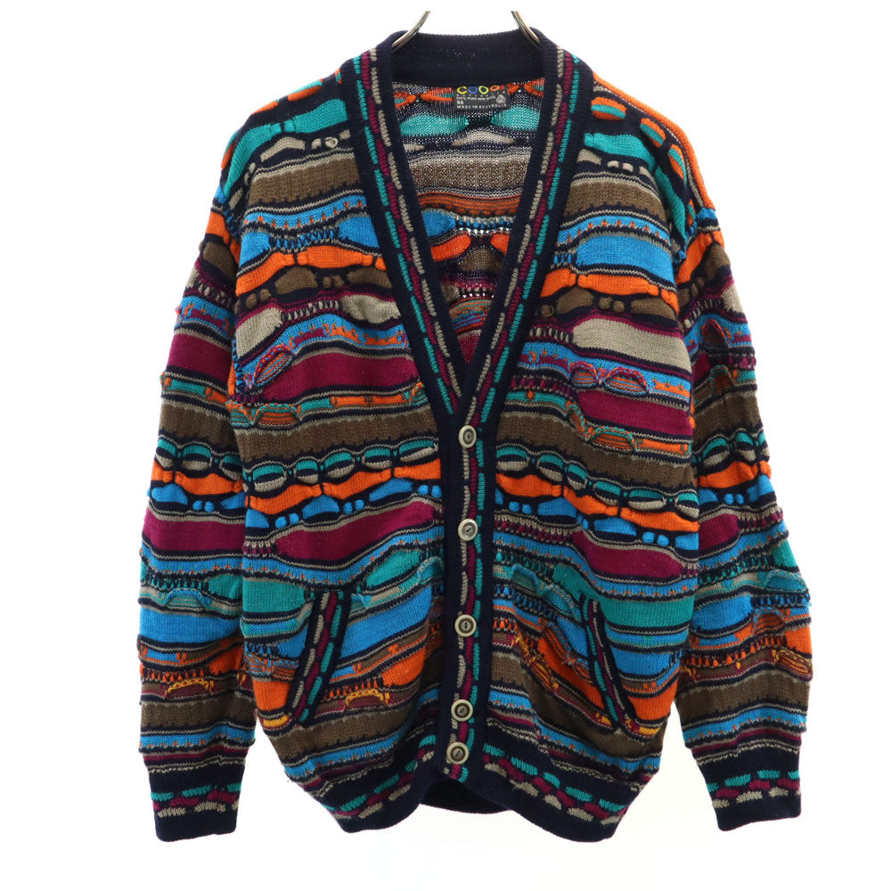 COOGI クージー 90s オールド オーストラリア製 総柄 長袖 Vネック 3D