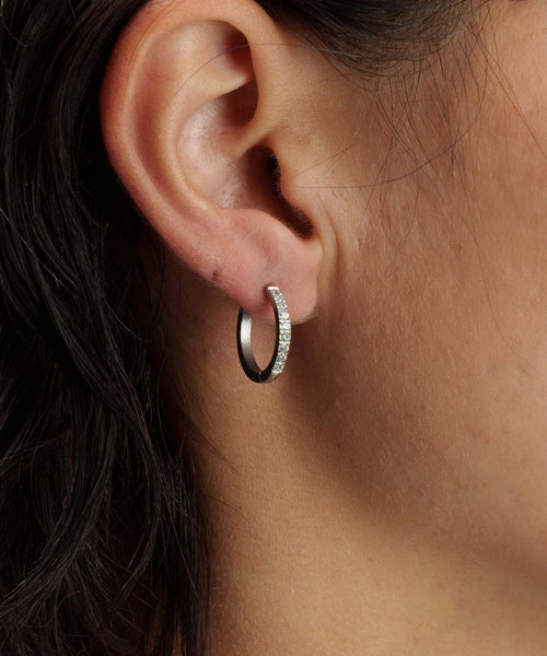 12mmストーンフープピアス【Silver】 | tok
