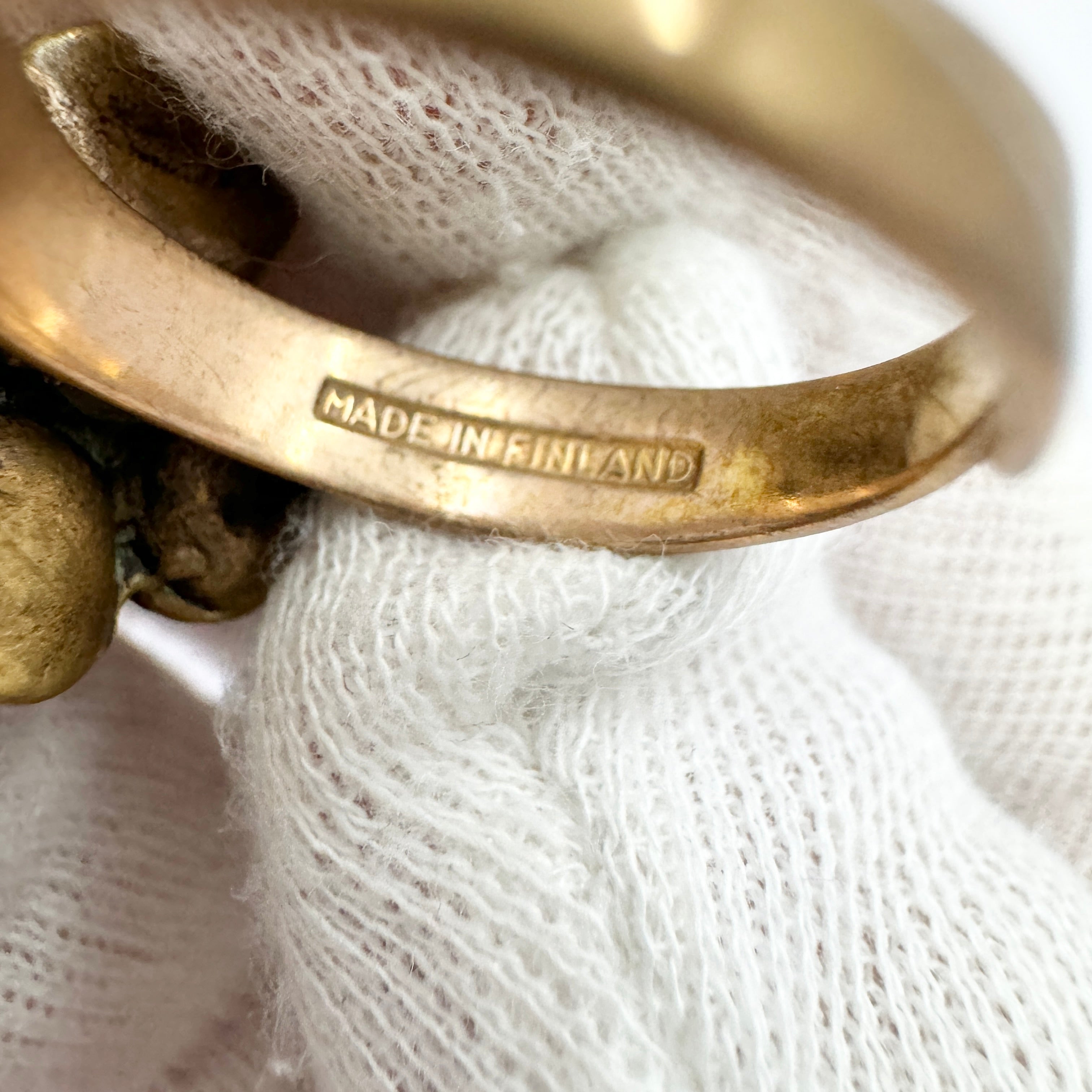 Hannu Ikonen, Finland 1970s Vintage Reindeer Moss Bronze Ring and