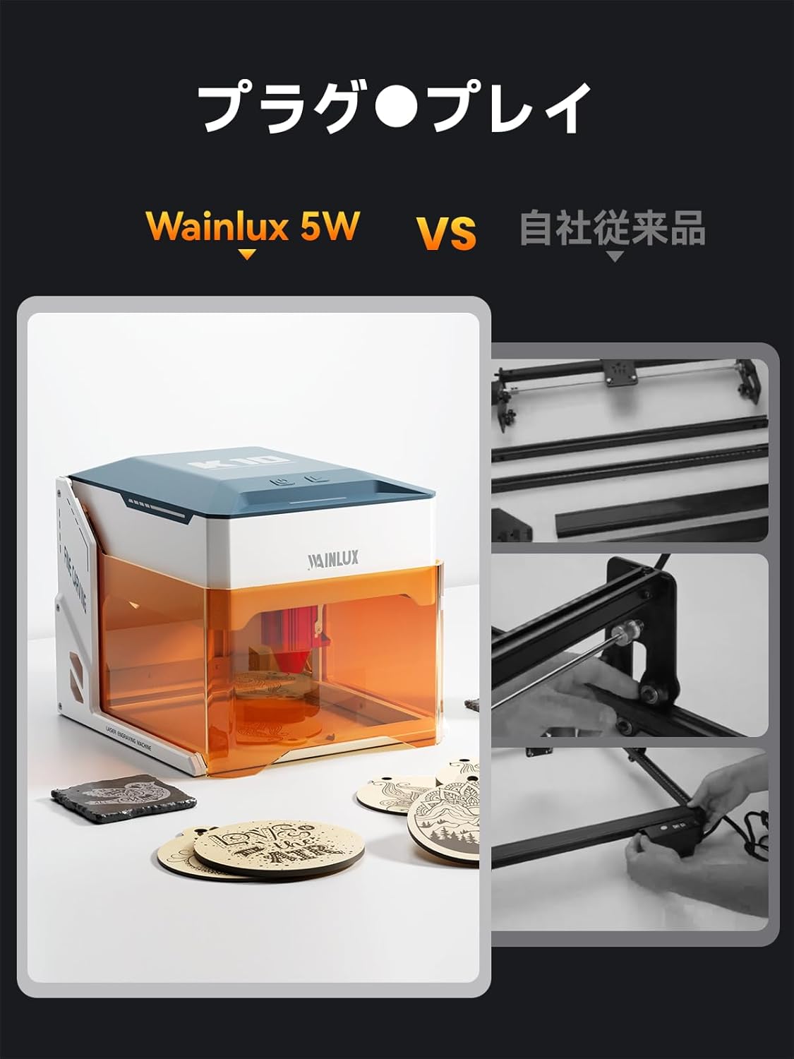 楽天市場】WAINLUX K10 5Wレーザー彫刻機 小型密閉型ビジュアル