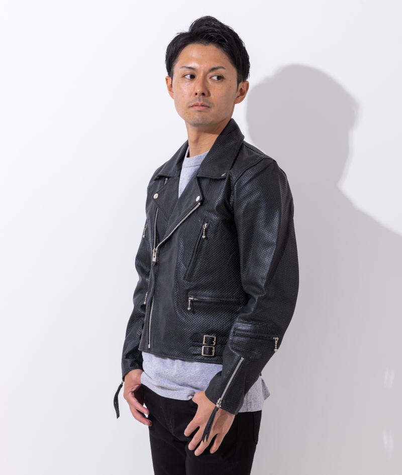 楽天市場】メッシュレザー レザージャケット メンズ パンチング 大きい