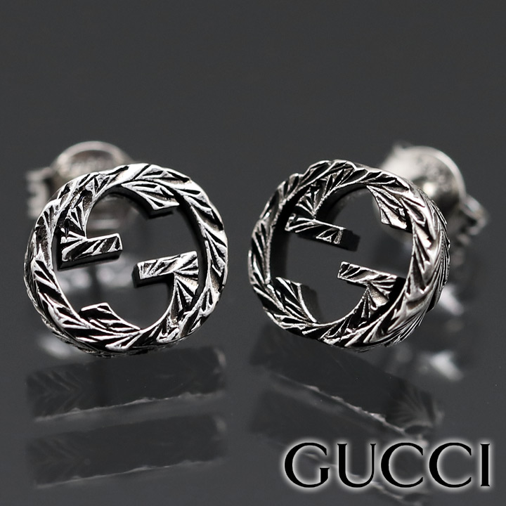 楽天市場】グッチ ピアス GUCCI スタッズピアス シルバー エングレー