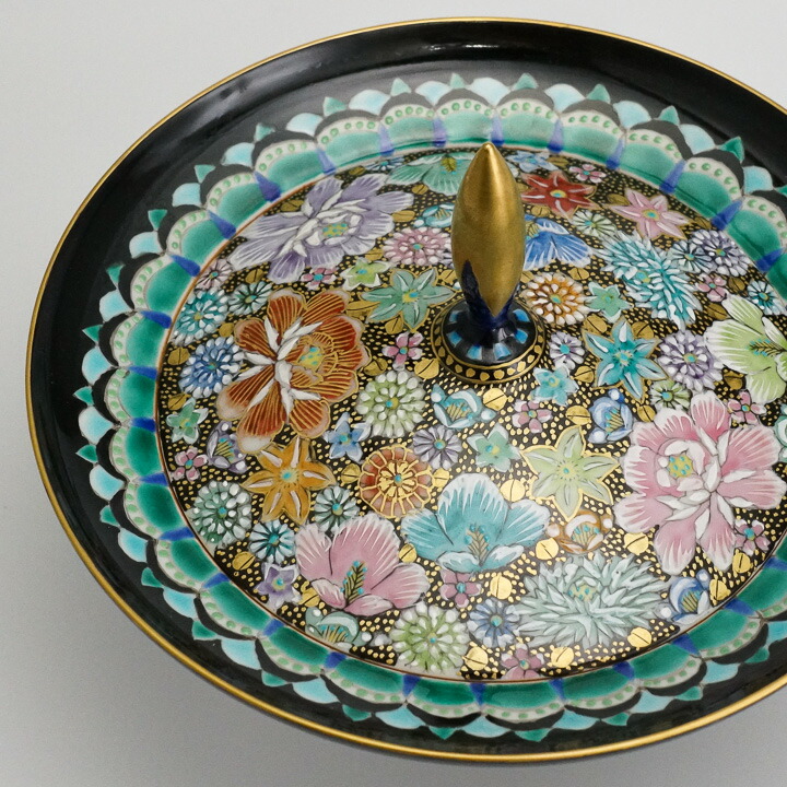 楽天市場】九谷焼 台皿 色絵金襴花詰 / 高 聡文 hanazume 海外人気の