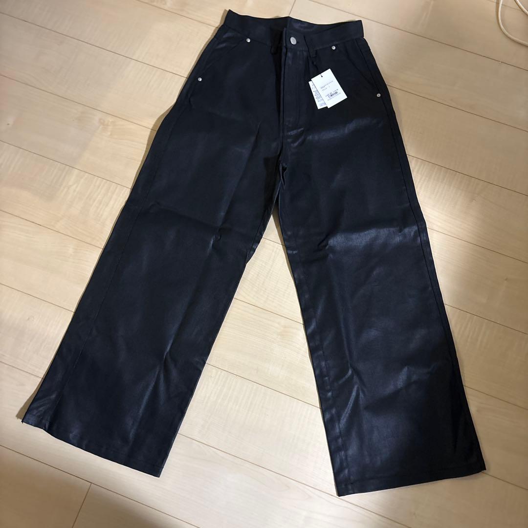 CS coated wide denim pants (black)
