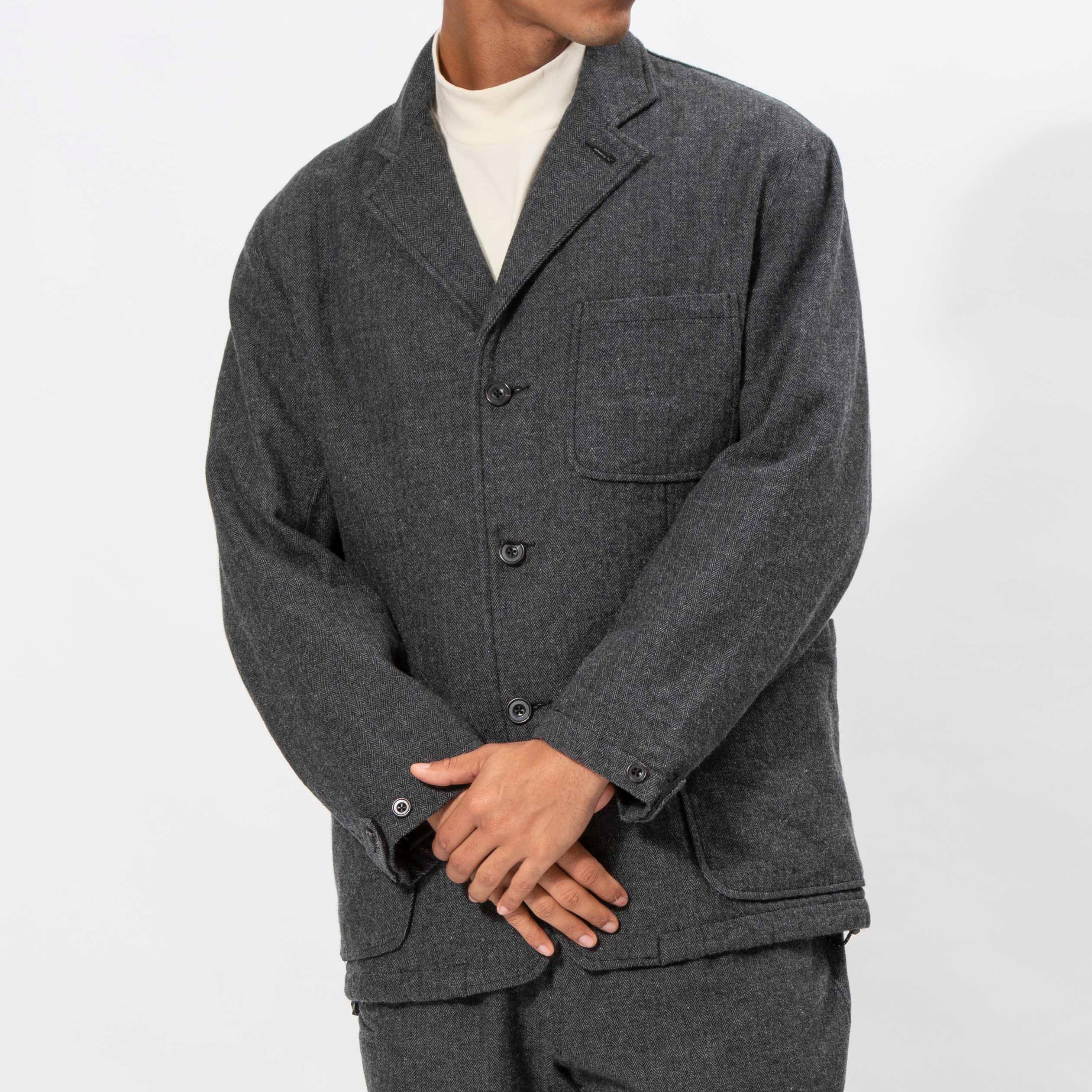 C/WOOL HERRINGBONE TWEED 3 BUTTON JACKET – UNFRM®️ OUTDOOR STANDARD