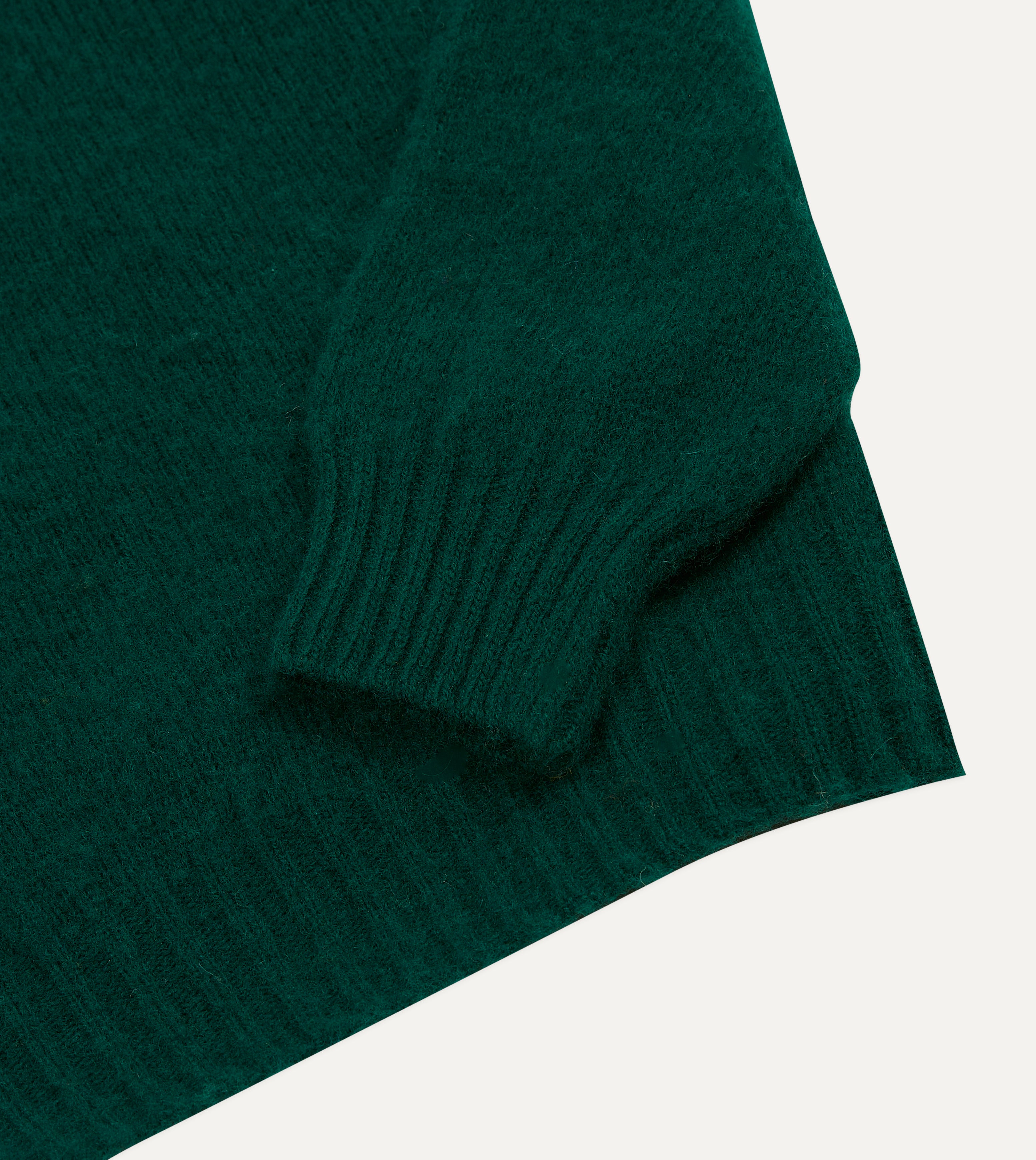 Forest Green Brushed Shetland Crew Neck Jumper – Drakes US