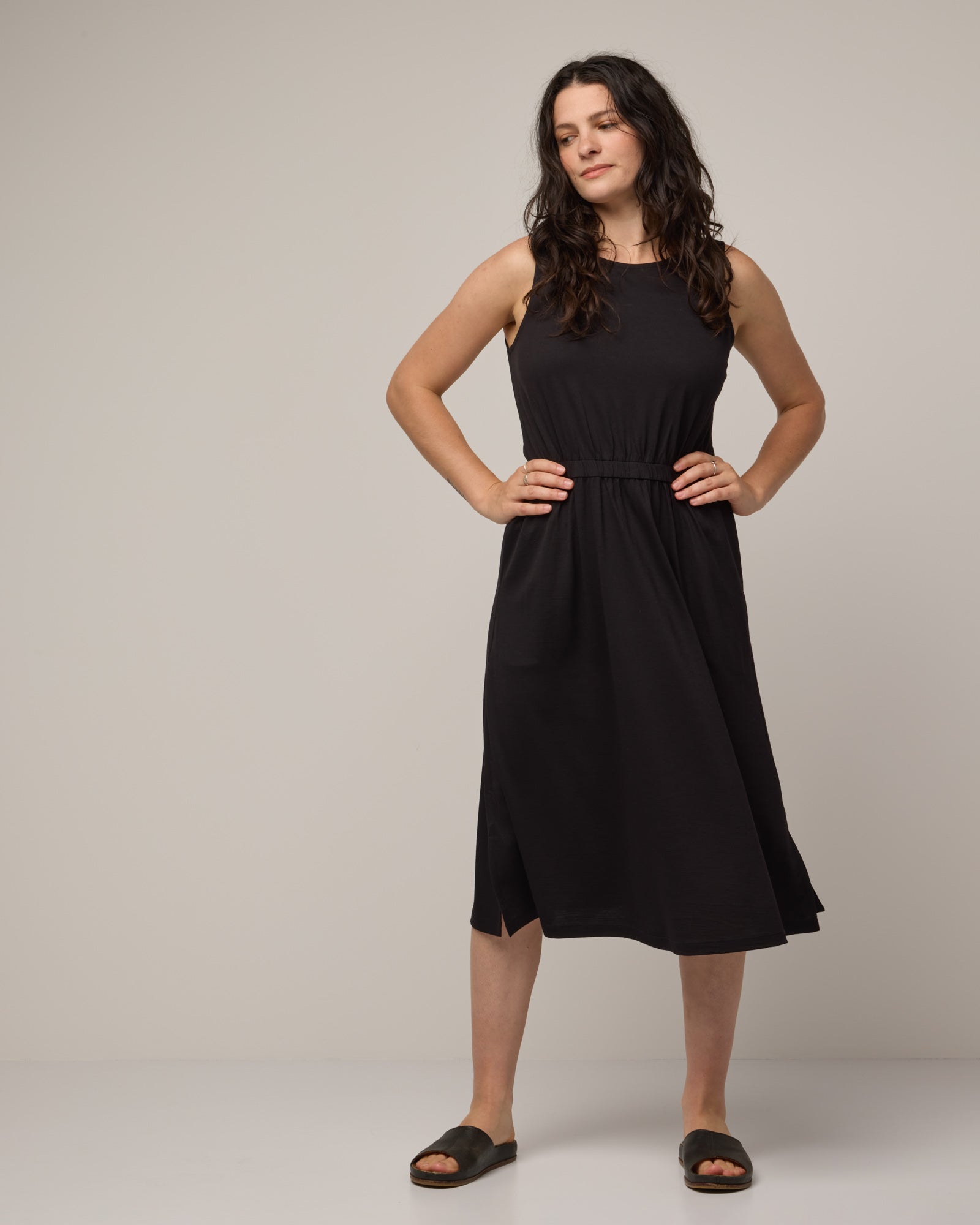 Sofia Merino Wool Fit & Flare Dress - Black – Sofia Midi Dress | wool&