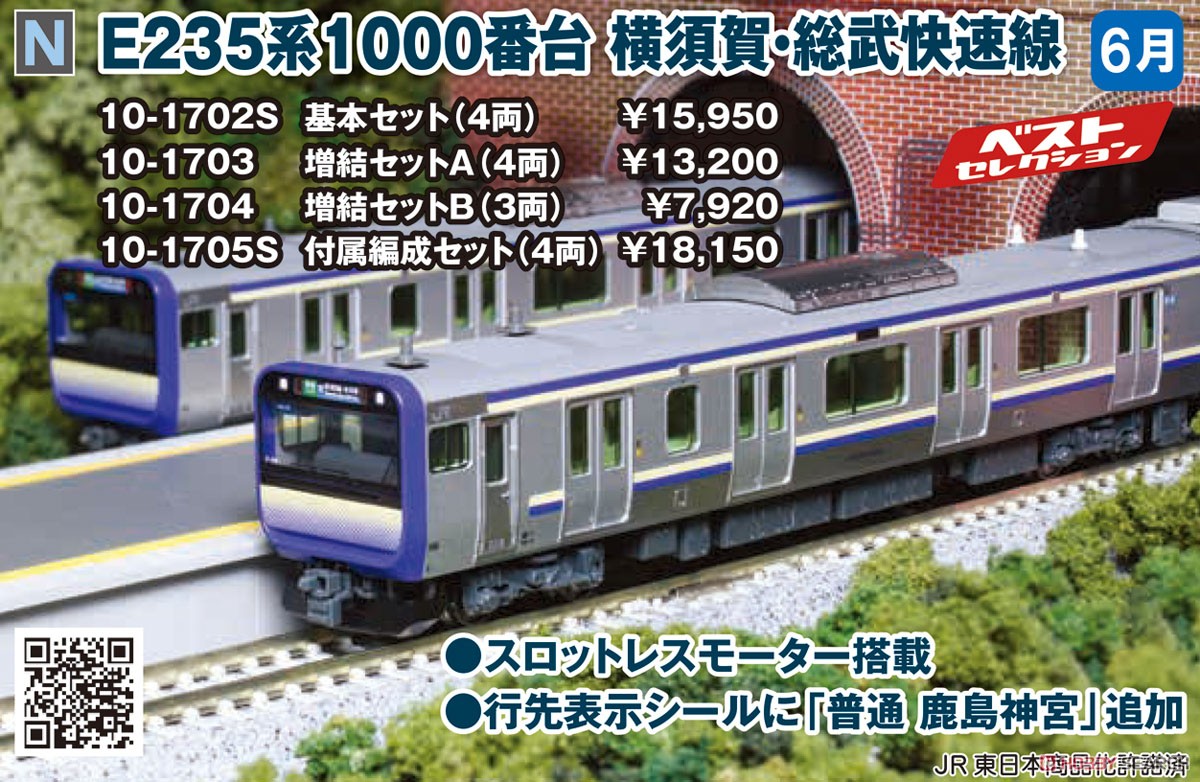 E235系1000番台 横須賀線・総武快速線 増結セットB (3両) (増結・3両