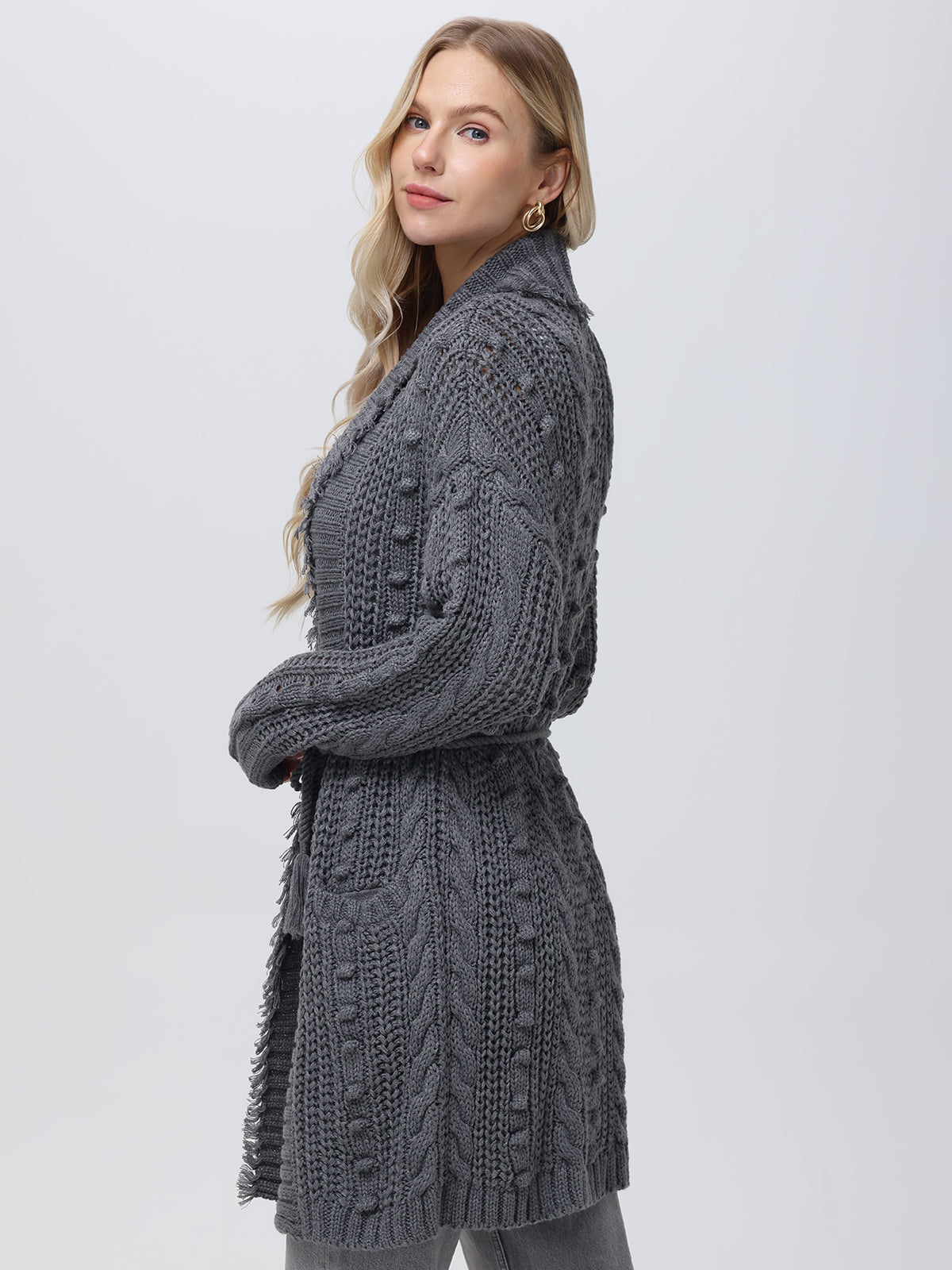 525 America Penelope: Cable Long Wrap Cardigan