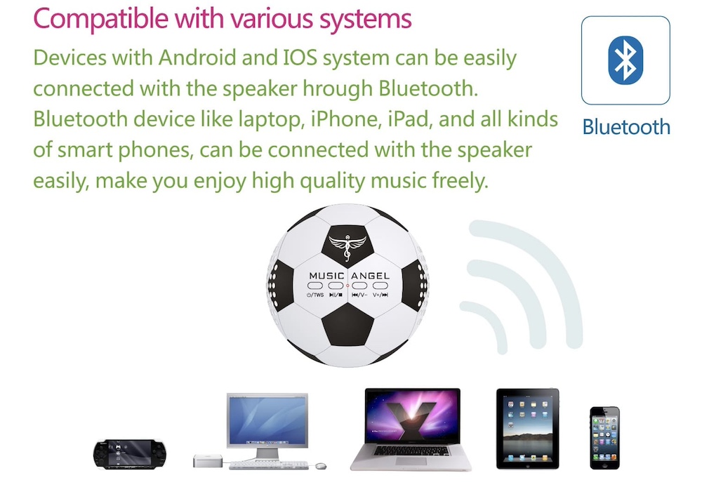 スマートフォン用ポータブル Bluetooth スピーカー - サッカーボール