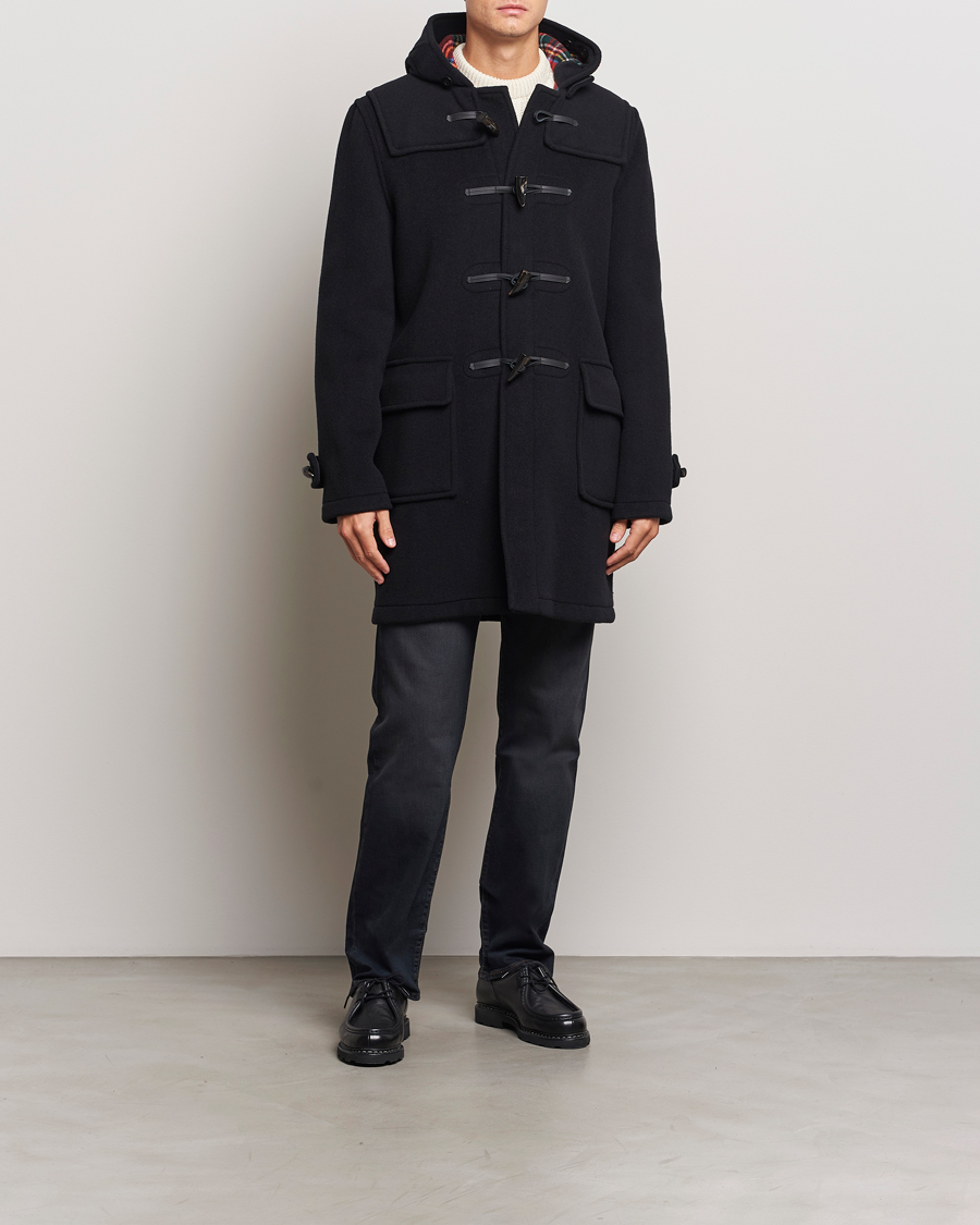 Gloverall Morris Duffle Coat Black/Royal Stewart at CareOfCarl.com