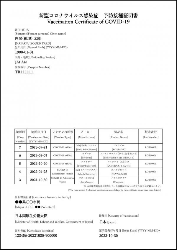 新型コロナワクチン接種の証明書 - 高槻市ホームページ