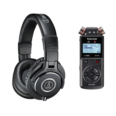 Audio-Technica ATH-M40x Pro Monitor Headphones w/Tascam DR-05XP