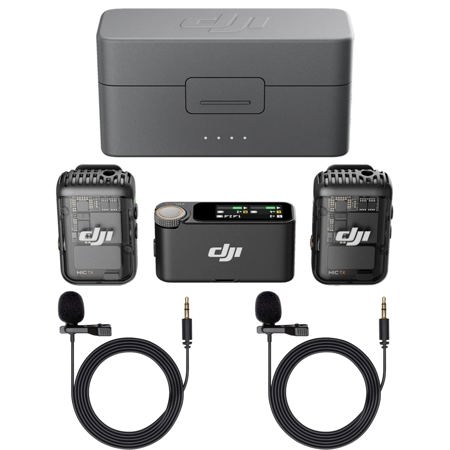 DJI Mic 2 2.4GHz 2-Person Wireless System/Recorder, Charger, 2x