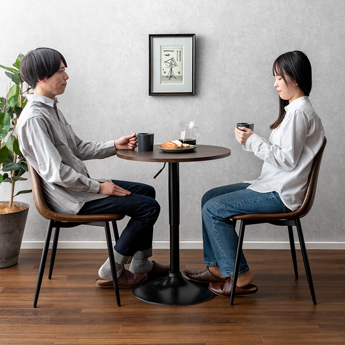 2人用 昇降式カフェテーブル(高さ68.5〜92cm)丸型 | 家具・インテリア