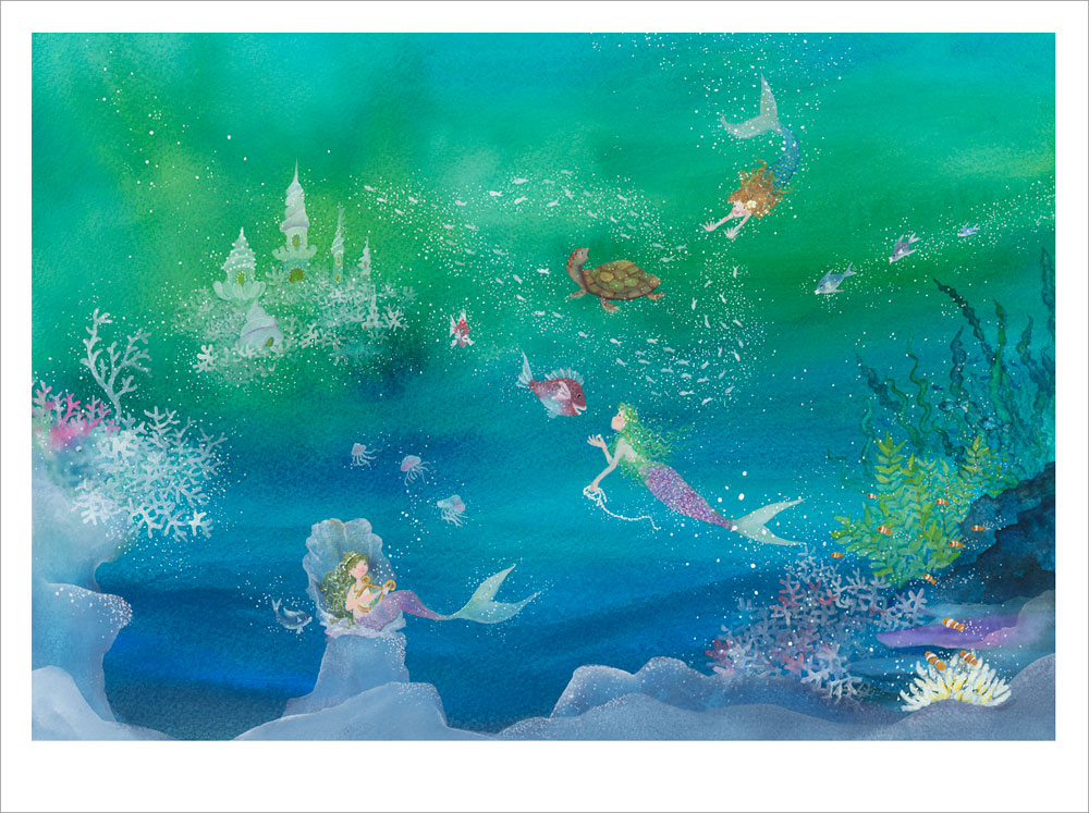 横山真弥 絵画(版画/アーカイバル) 人魚姫の幸せな時 7804|アート