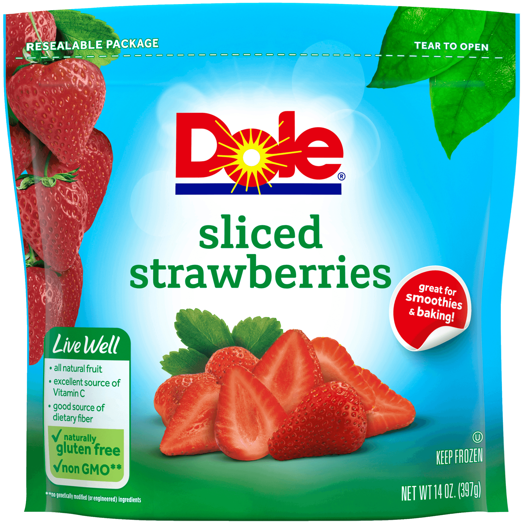 Dole® Frozen Sliced Strawberries, 14 oz: For Jam, Cake, & More