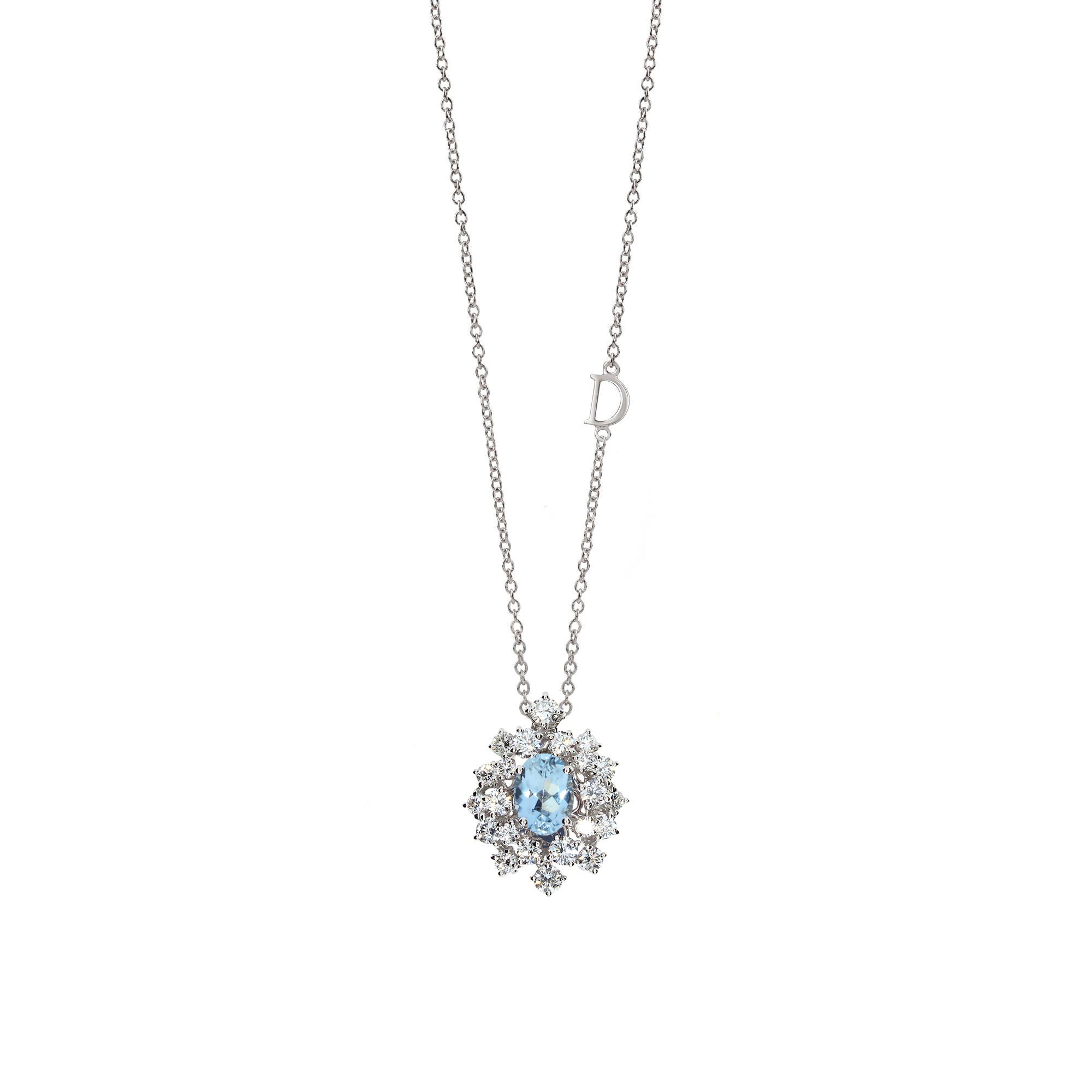 ホワイトゴールド、アクアマリン、ダイヤモンド ネックレス - Damiani