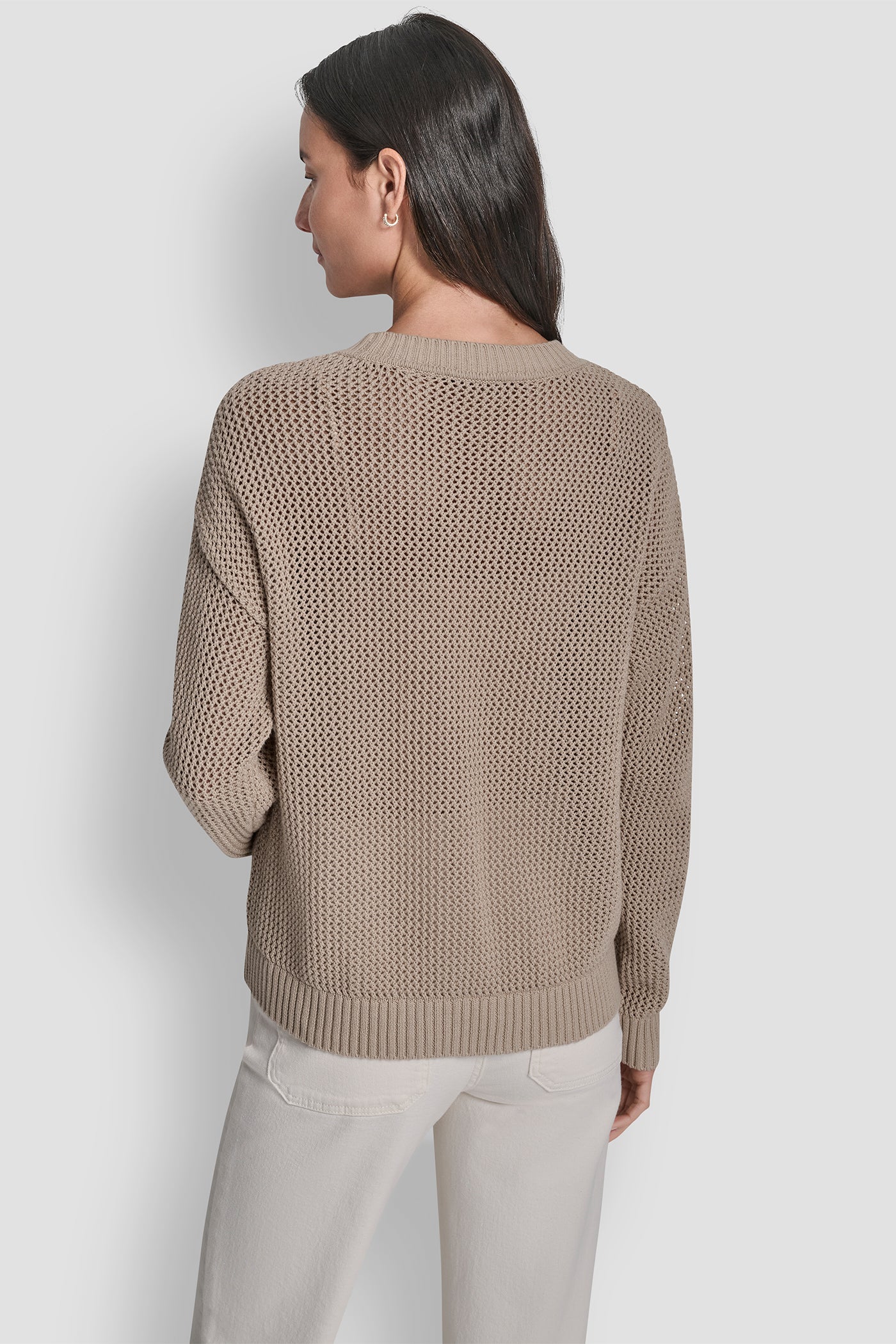 Crew Neck Pointelle Logo Sweater | Sweater | DKNY