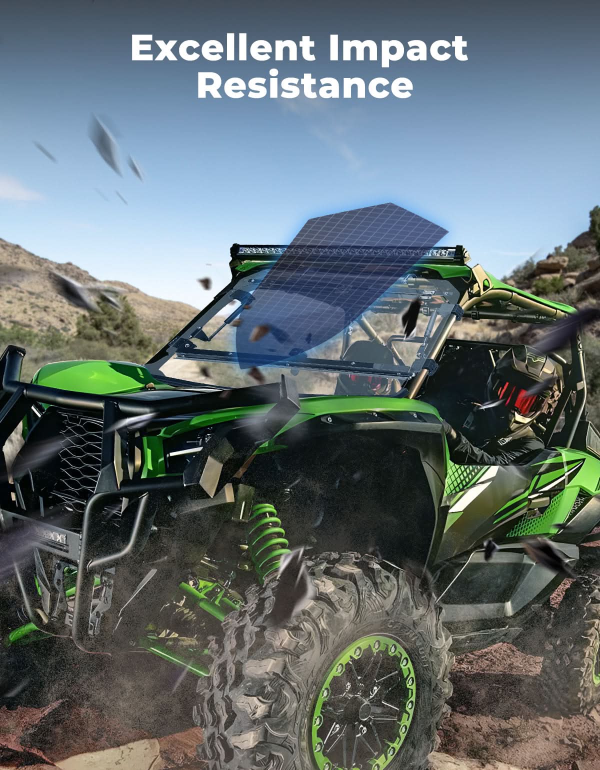 Scratch Resistant Flip Windshield for Kawasaki Teryx KRX 1000