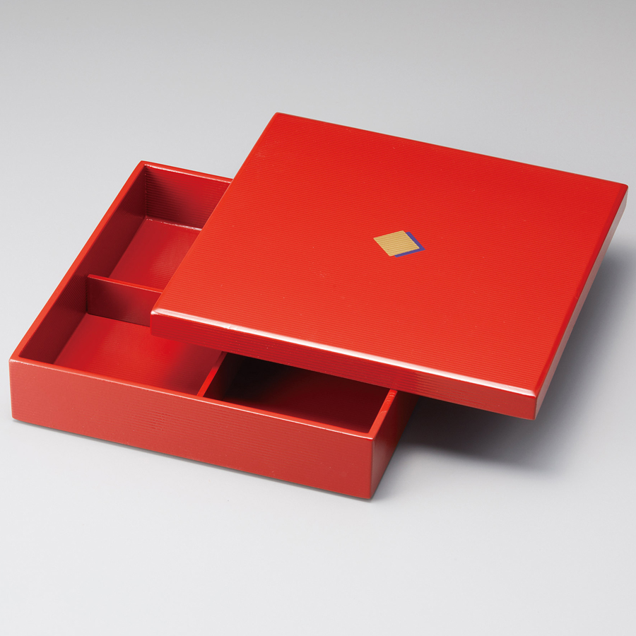 松花堂弁当箱 色紙 7.5 一ヶ重 朱 木製 木のランチボックス 12-11704