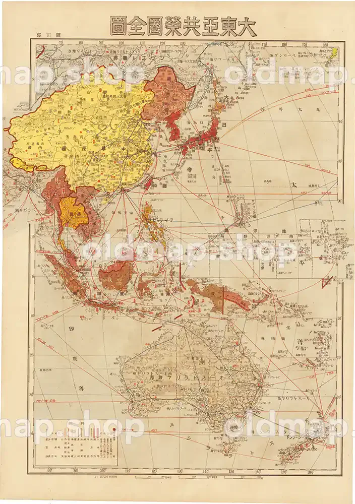 大東亜共栄圏全図 3図 昭和18年(1943) – 満洲帝国分省地図 古地図