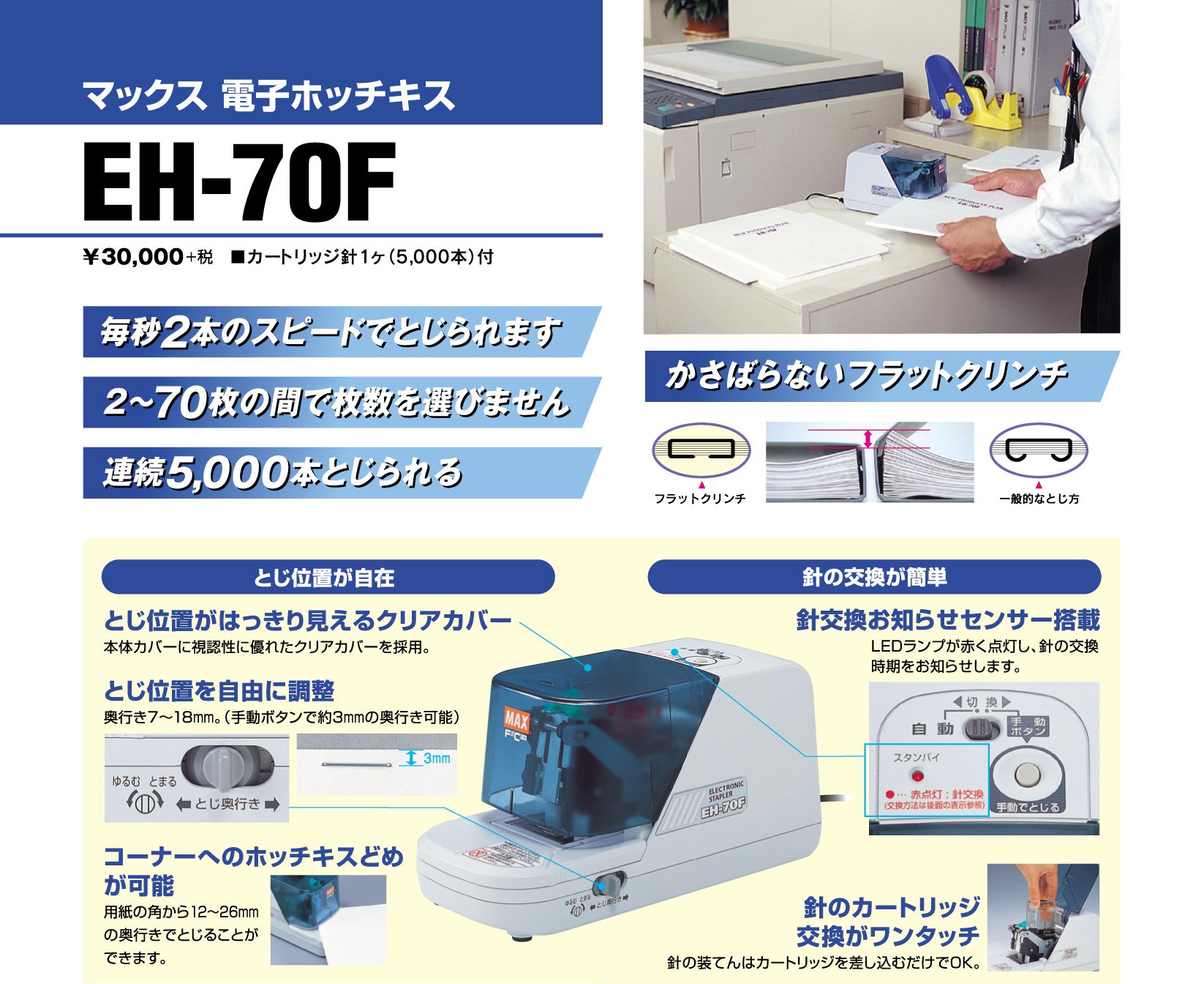 EH-70Fの製品詳細ページ | 電子ホッチキス | マックス株式会社（MAX）