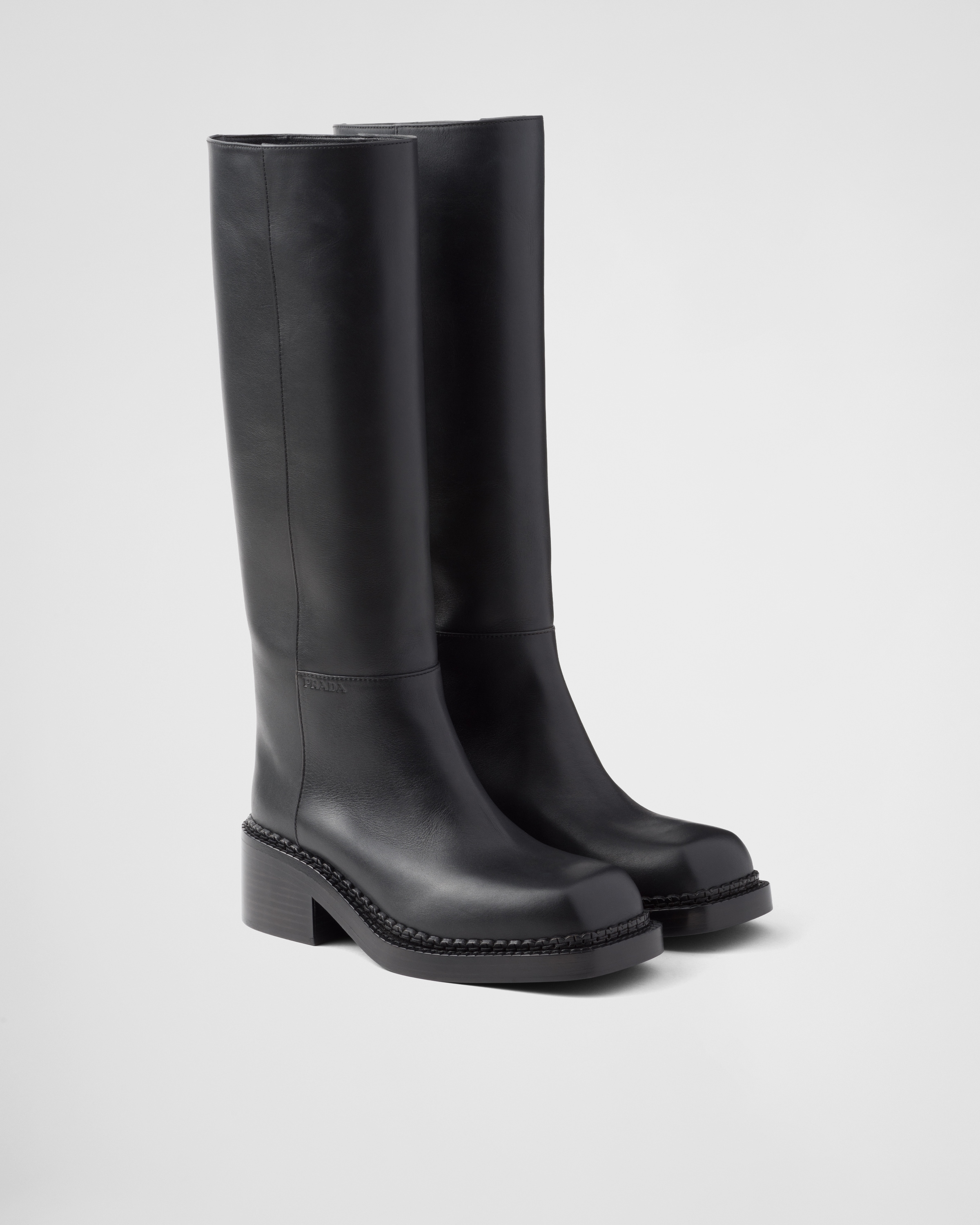 Schwarz Stiefel Aus Leder | PRADA