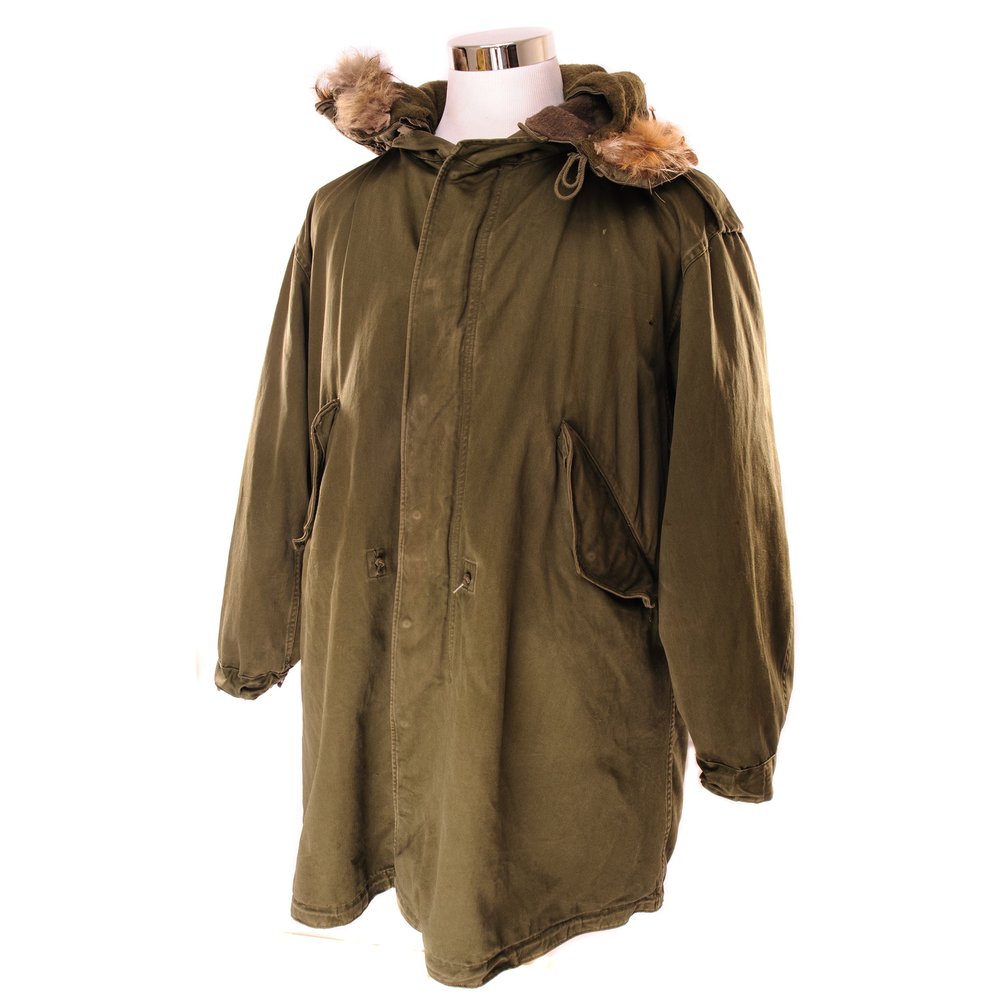 VINTAGE US ARMY M51 FISHTAIL PARKA 1950S COYOTE FUR W LINER SIZE