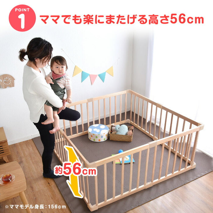 幅136cm］ベビーサークル ミニタイプ 8枚セット 天然木 木製 ベビー