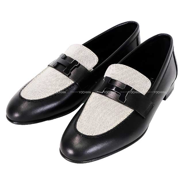 HERMES エルメス ローファー モカシン パリ 黒 (ブラック)/プル