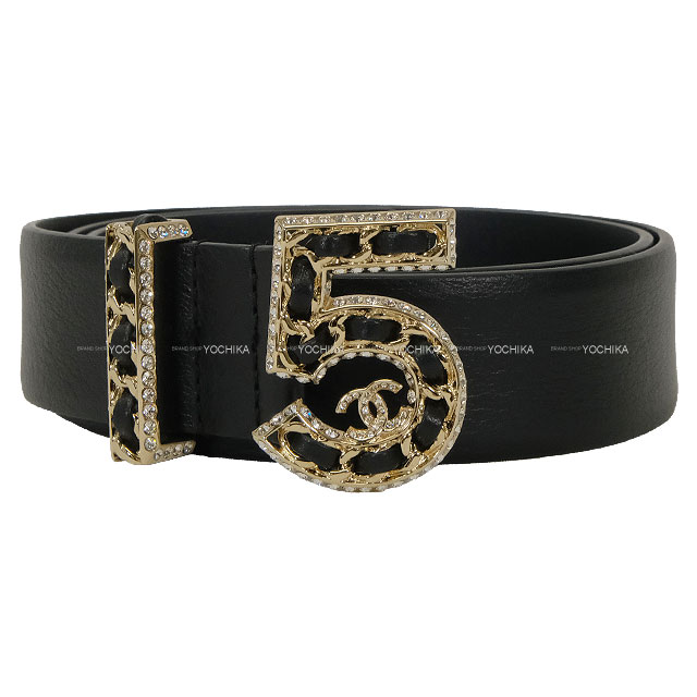 渋谷並木橋店】CHANEL シャネル ベルト No.5 チェーンロゴ 黒