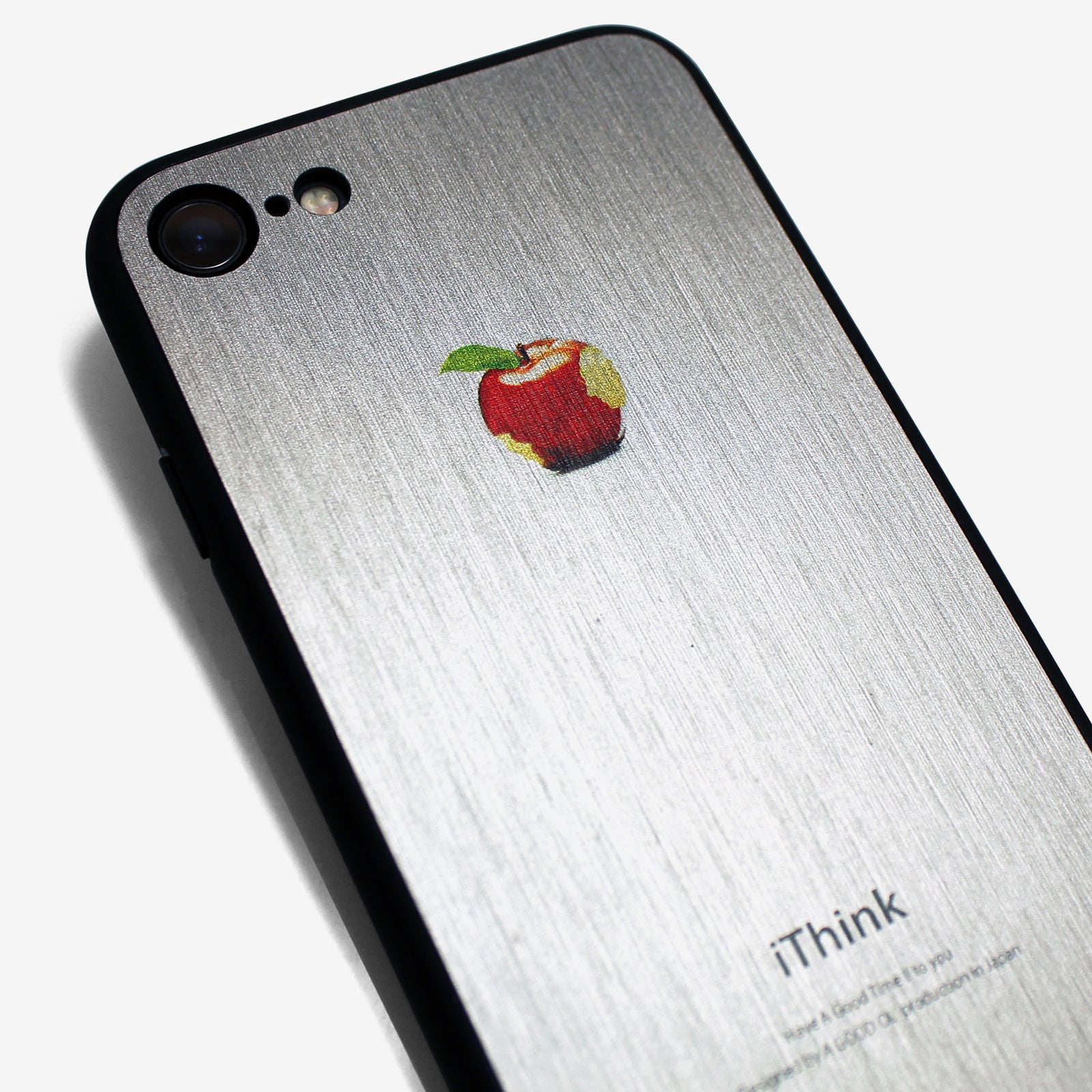 A good all】iPhoneケースカバー まるで金属 赤リンゴ アップルマーク