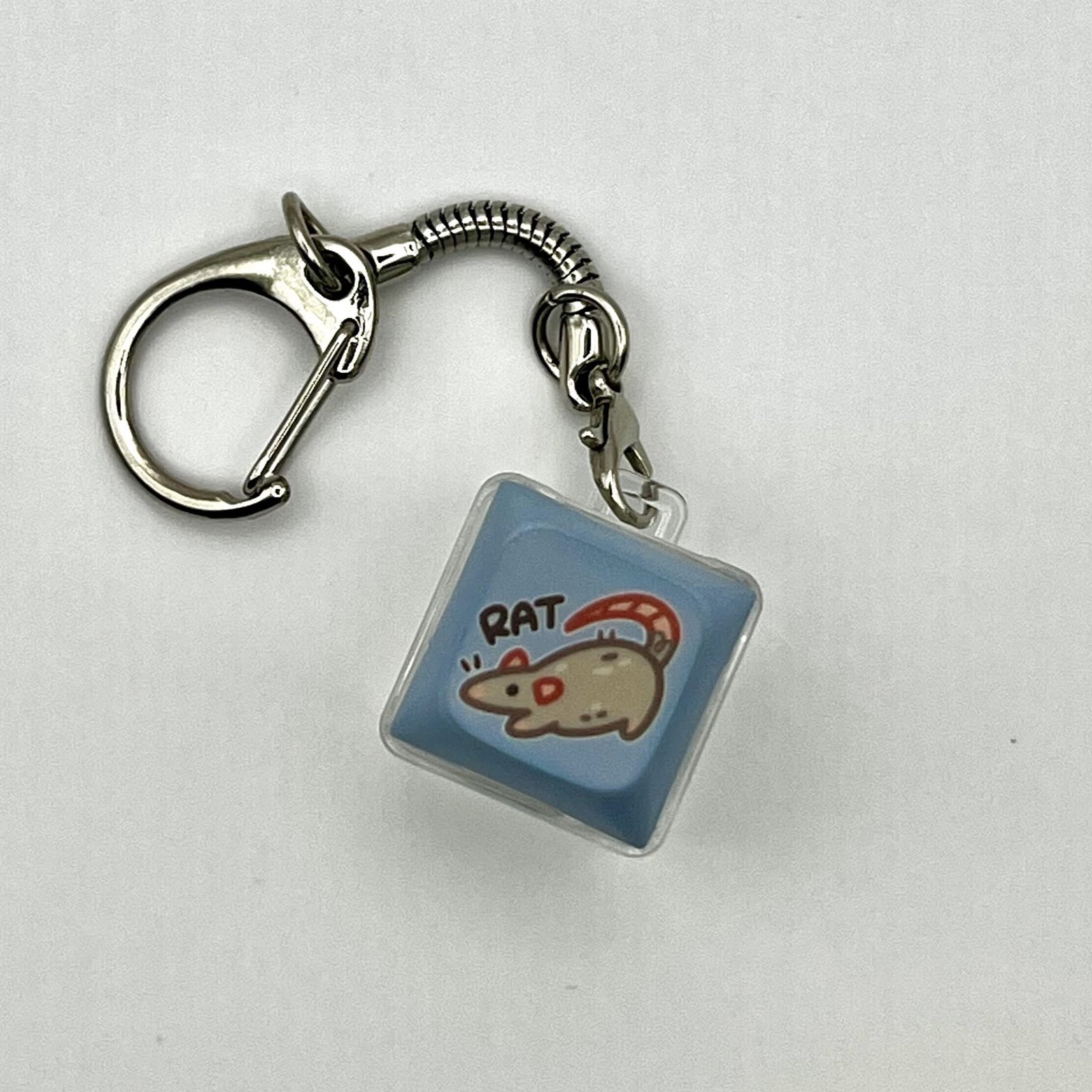 Rat-Themed Themed Mechanical Keychain with a LED-Lit Clicky Switch