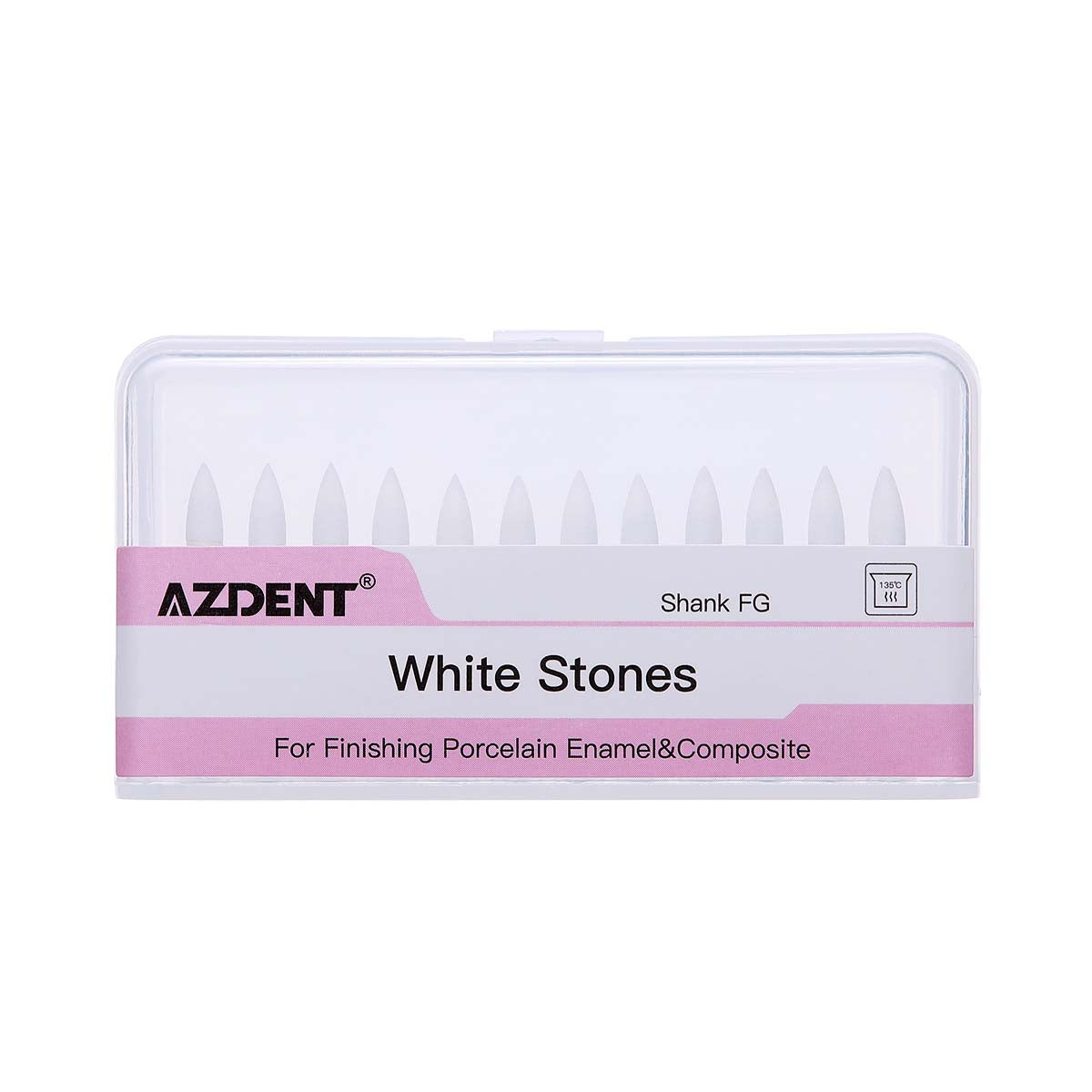 AZDENT Dental Polishing Kit FG Burs Flame Shape White Stone 12pcs/Kit