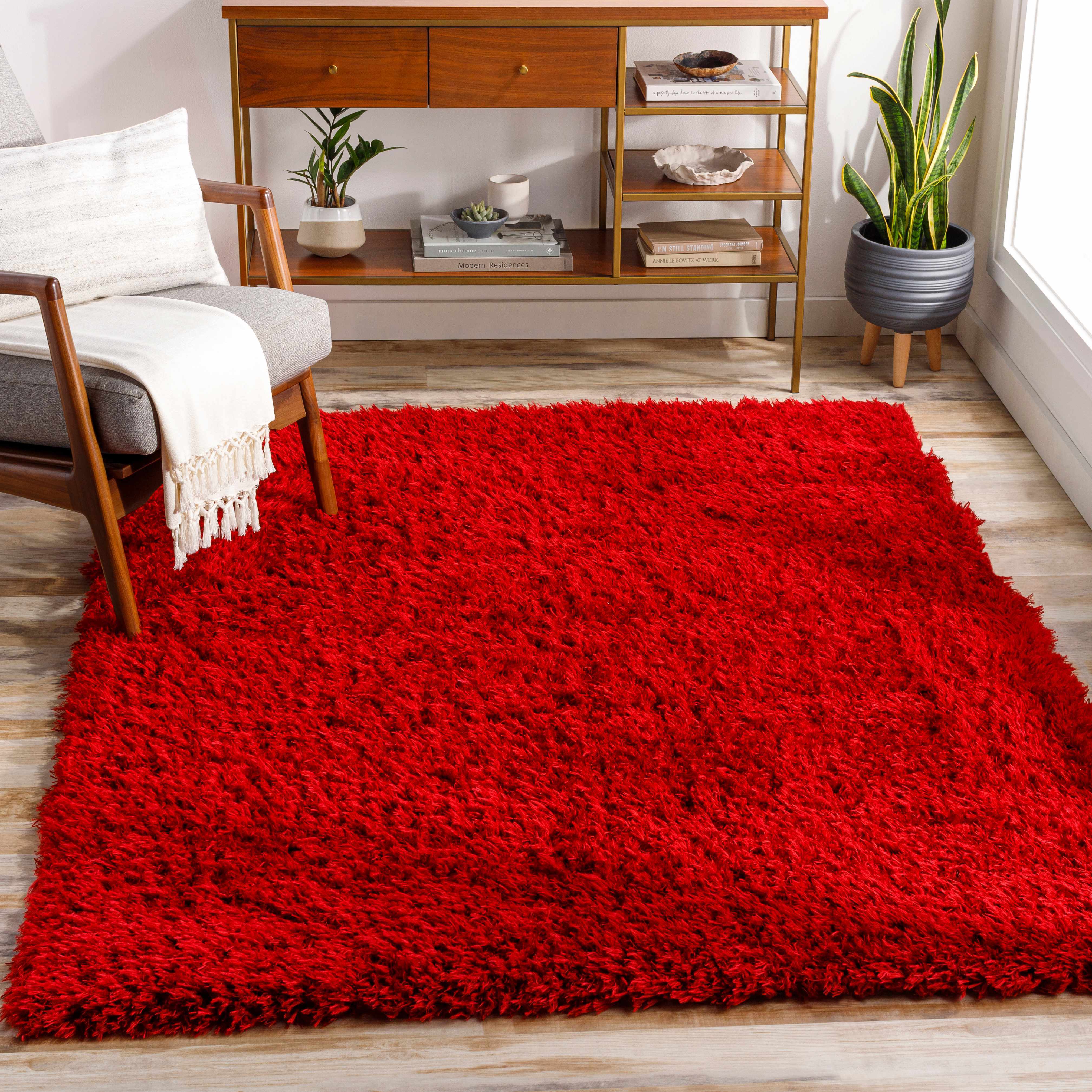 Siari Solid Red Shag Area Rug - Clearance – Boutique Rugs