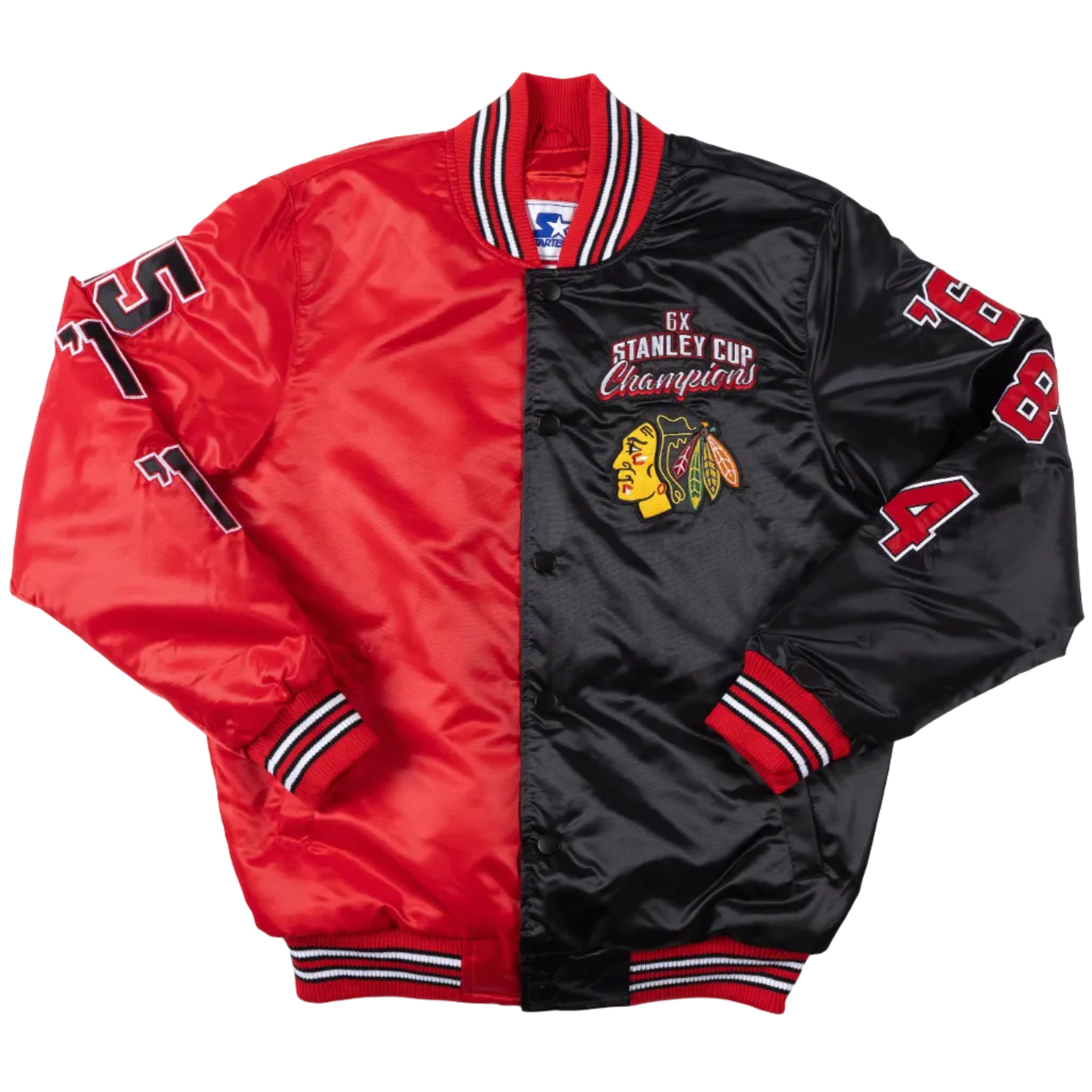 Starter Chicago Blackhawks Coin Toss 6X Stanley Cup Champs Varsity
