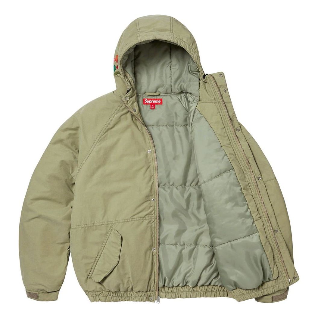 Supreme Needlepoint Hooded Jacket 'Olive Green' SUP-FW23-157