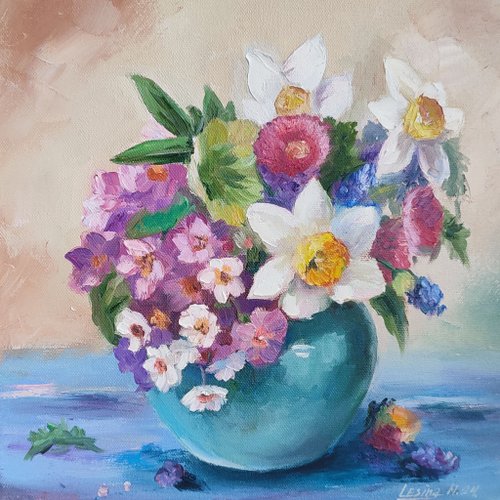 ロシア 野生の花の絵画 花 オリジナルアート キャンバス 静物画 油絵