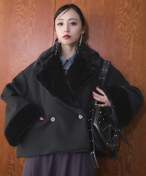 HARE（ハレ）の「ウーリーテックフェイクファーショートコート(HARE