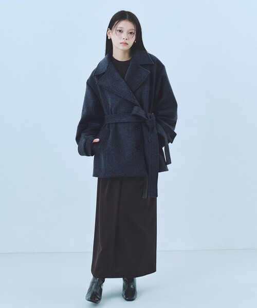 再入荷なし！】SUPER140ラペルショートコート｜ウール/保温/冬服